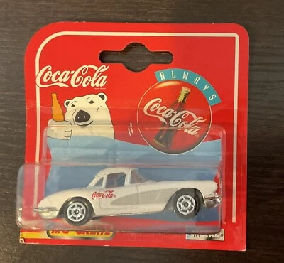 Vintage NEW 1997 Coca Cola Majorette White 1958 Chevy Corvette Die Cast Toy Car - Image 1 of 4
