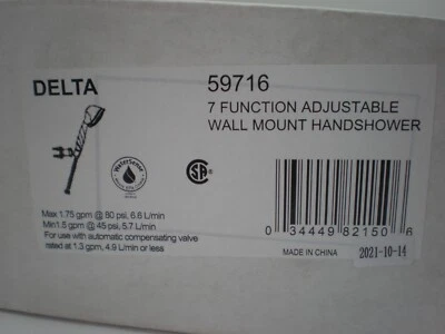 Delta 59716 1.75 GPM 7 Function Wall Mount Handshower - Chrome - Image 1 of 4