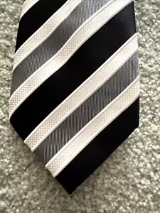 DONALD TRUMP TIE Signature Collection Silk Necktie Black Gray White Stripe - Picture 1 of 13
