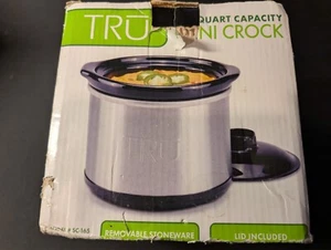 TRU Mini Crock Pot 0.65 Qt Stainless Steel Slow Cooker Stoneware Model SC-165 - Picture 1 of 3