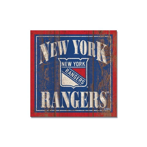 LOT OF TWO (2) NEW YORK RANGERS (3" X 3") DISTRESSED LOOK, WOODEN MAGNETS Cover