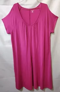 Abito Lands End 2 XL magenta tinta unita manica corta midi cotone maglia t-shirt cambio - Foto 1 di 3