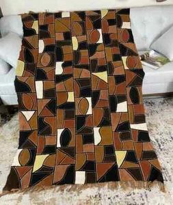 Ina Brown Handmade Mudcloth Segou Blanket Bogolan Textile Bedsheet Boho Decor - Picture 1 of 13