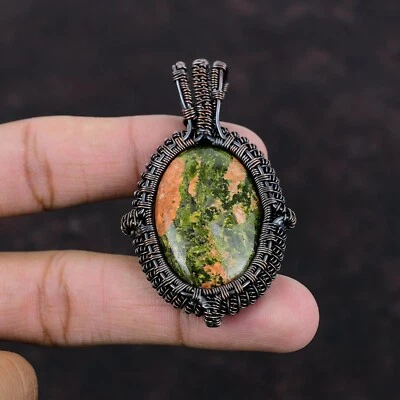 Venta del día de la mujer Unakite cobre regalo para dama de honor alambre colgante envuelto 2,52" Foto 1 de 4