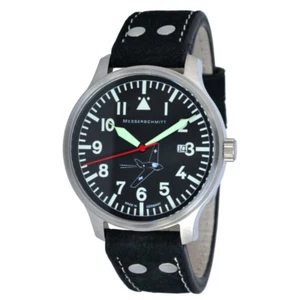 Messerschmitt Fliegeruhr Komet 163-42II mit Lederarmband 5 ATM  Ronda Quarzwerk - Picture 1 of 3