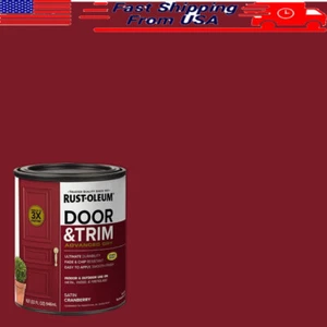 Water-based Satin Door & Trim Paint Quart Quick Drying Low Odor for Metal Wood - Picture 1 of 8