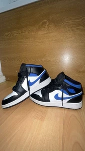 Jordan 1 Mid Black Racer Blue White (GS) 554725-084 - Picture 1 of 7