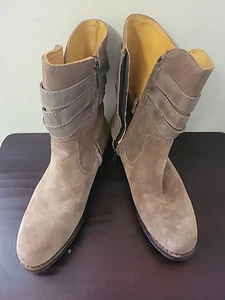 Damen Bussola Biella Reißverschluss Wildleder Leder Stiefel Braun Taupe Größe 39 US 8 - Bild 1 von 11