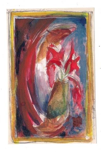 Moshe Matus Matusovski: Girl Holding Flower Vase / Israeli Jewish Polish Modern - Picture 1 of 2