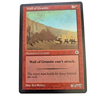 MTG Wall of Granite Portal POR Uncommon Red Creature Cant Attack 7 Defense LP - Image 1 of 2