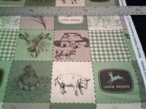 WASHED & IRONED John Deere Squares -Fat Quarter 18" X 22" Cotton Fabric - Picture 1 of 5