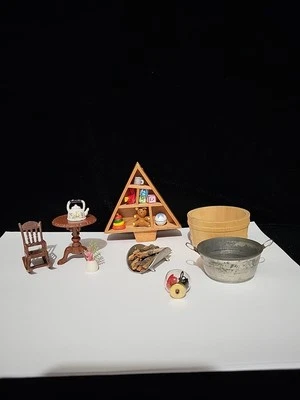 Accesorios para casa de muñecas, sillas de mesa chimenea troncos tetera juguete estante almacenamiento tarro... Foto 1 de 4