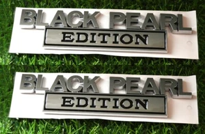 2Pcs Classic Black Pearl Edition Emblems Decal Custom Car Badges Chrome/Black - Picture 1 of 5