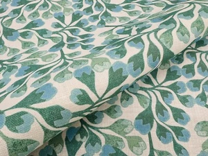 Isobel stilisierter Blatt Blumen belgischer Leinen Druck Stoff-knospende Zwiebeln Palme 3,2 Yard - Bild 1 von 4