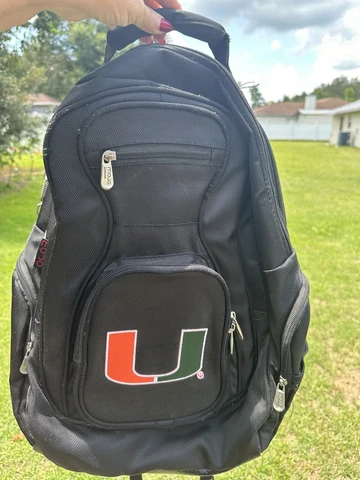Miami Hurricane*MojoLicensing*Large Black Preowned Laptop Backpack*Read Below!! Cover