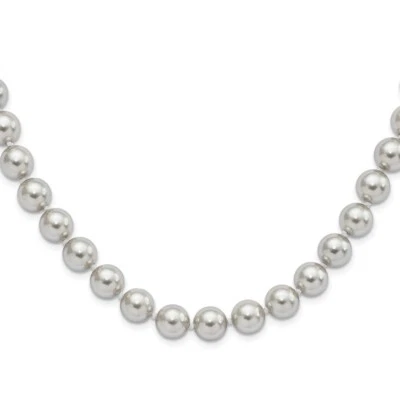 Sterling Silver 10-11mm Grey Shell Pearl Hand-knotted 18" Necklace - Image 1 of 3