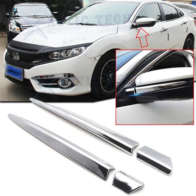 Chrome Rear view Side Door Mirror Pillar Cover Trim For Honda Civic 2016-2021 - Image 1 of 4