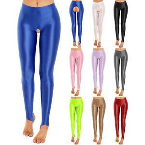 Womens Pants Skinny Trousers Compression Underpants Silky Tights Stretch Yoga