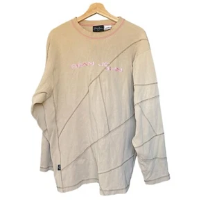 2000s Sean John Cream Pink Embroidered Pullover Sweatshirt Crewneck Mens XL - Picture 1 of 4