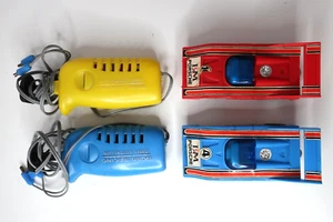 Vintage Porsche LEM Electric Slot Cars Le Mans Red Blue (1970s) with Controllers - Picture 1 of 4