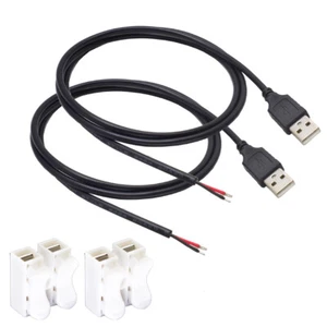 2pcs 20AWG USB2.0 Male Plug 2pin Wire DIY Pigtail Cable Black 1M/3.3FT (US) - Picture 1 of 8