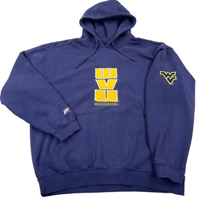 Sudadera con capucha vintage West Virginia Mountaineers para hombre XL Y2K WVU cosida descolorida - Imagen 1 de 11