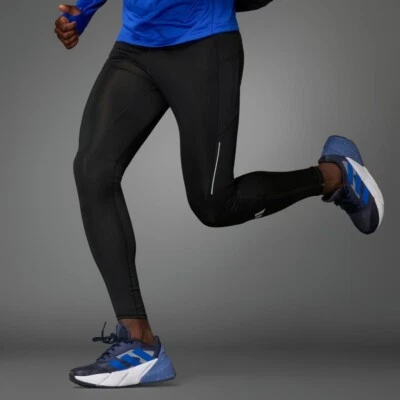 adidas Own The Run Mens Running Leggings Compression Black Pockets Reflective - Image 1 of 4