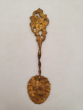 Antique Brass Worlds Fair Collectible Ornate Flattened Spoon Shape Souvenir