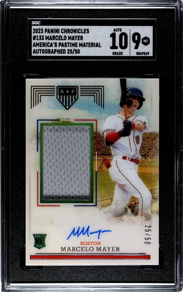 2023 Panini Chronicles America Pastime #133 Marcelo Mayer /50 SGC 9 w/10 AUTO - Image 1 of 2