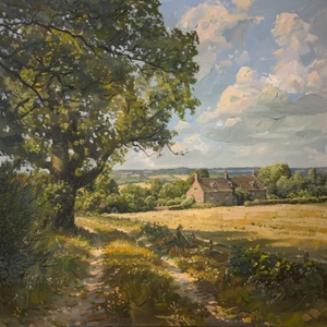 Yorkshire Dales Cottage Ölgemälde Kunst Luxus Leinwand Wandbild Druck - Bild 1 von 1