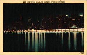 New York City NY-New York, East River Drive, Skyline, Vintage Postkarte - Bild 1 von 2