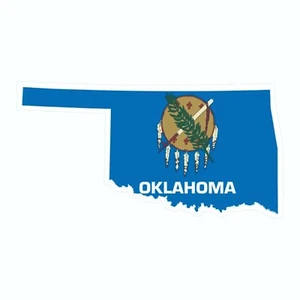 Contorno del mapa del estado de Oklahoma con pegatina de bandera, calcomanía, pegatina de vacaciones - Imagen 1 de 2