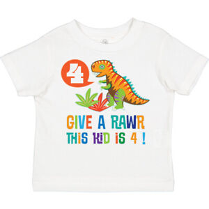 Inktastic 4th Birthday Dinosaur Party Toddler T-Shirt Rawr Four Im Dino Cute Kid