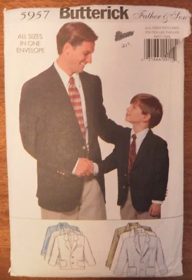(1999) Butterick 5957 Mens Boys Fitted Lined Jacket Cut size S-XL Complete. - Image 1 of 4