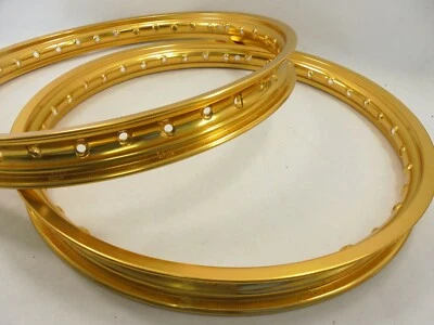 FOR HONDA C90 CM90 CT90 CT110 CT200 CA200 ALUMINIUM GOLD F&R WHEEL RIM DOT 36H Foto 1 de 4