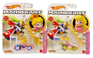 BABY PEACH & PRINCESS PEACH Hot Wheels Mario Kart Die-Cast Race Karts Cars - Picture 1 of 1