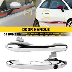 Fit For 2012-2019 Fiat 500 Front Driver Passenger Side Chrome Outer Door Handle - Picture 1 of 21