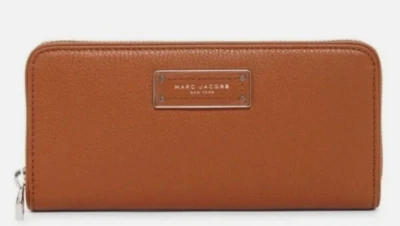 Marc Jacobs Brown Leather Zip Around Wallet – Continental Style, Silver Zipper - Image 1 of 4