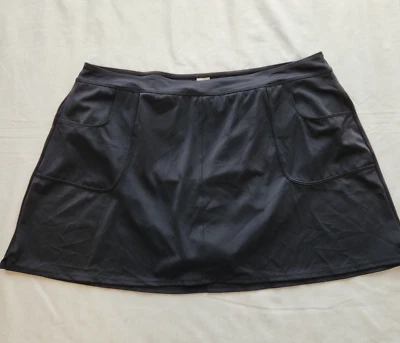 Black Swim Skirt Skort Swimsuit Bottom Womens Size 22W Attached Brief 2 Pockets - Image 1 of 4