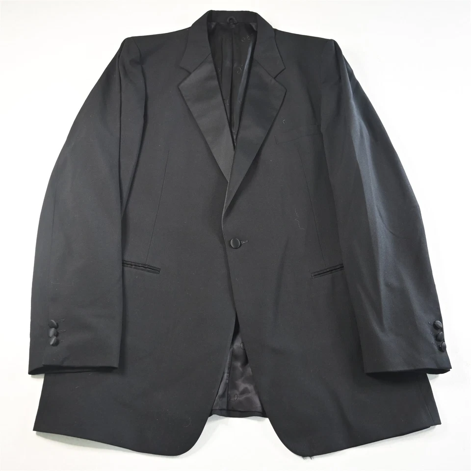 Vtg USA Made 44L Black 100% Wool Mens Blazer Suit Jacket Sport Coat - Image 1 of 4