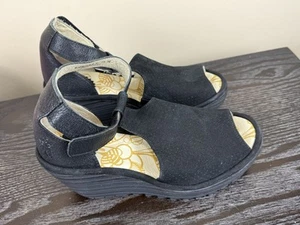 Fly London Yall Plateau Keilabsatz Sandalen Schuhe Gr. 36 schwarz - Bild 1 von 6