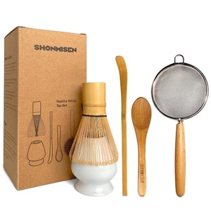 Bamboo Matcha Whisk Set - Matcha Whisk Traditional Scoop Tea Spoon - Picture 1 of 6