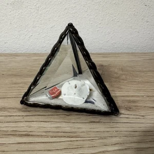 Beveled Glass Pyramid Paperweight Sand Seashells and Cola Can Inside Coastal - Picture 1 of 7