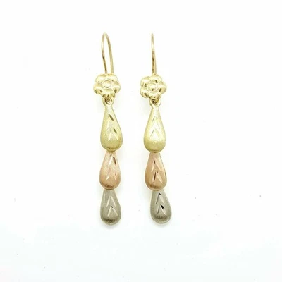 14k multi color Gold Hollow eye drop Earrings for female fine gift jewelry 2.7g - Image 1 of 4