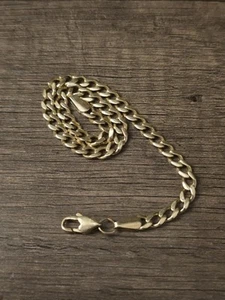Men's 14k Yellow Gold 4mm Solid Cuban / Curb Link Bracelet 8.25" length 8.0g - Imagen 1 de 13