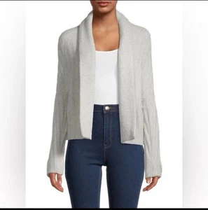 Vince Open Cardigan Shawl Collar Ribbed Alpaca Blend Light Gray Sweater Large - Picture 1 of 10