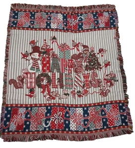1996 American Weavers "Holiday" Triple Woven Throw Christmas Blanket 50" x 60” - Picture 1 of 1
