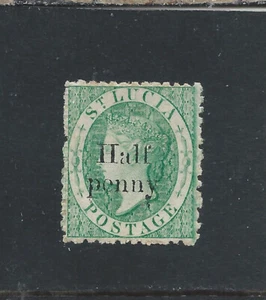ST LUCIA 1863 ½d on (6d) EMERALD-GREEN MINT SG 9 CAT £70 - Picture 1 of 2