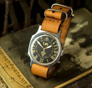 Reloj masónico Pobeda, reloj soviético para hombre, URSS reloj de colección reloj negro - Imagen 1 de 6