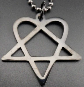 Him Heartagram Necklace Black Finish New Pendant Ville Valo Ball Chain - Picture 1 of 8